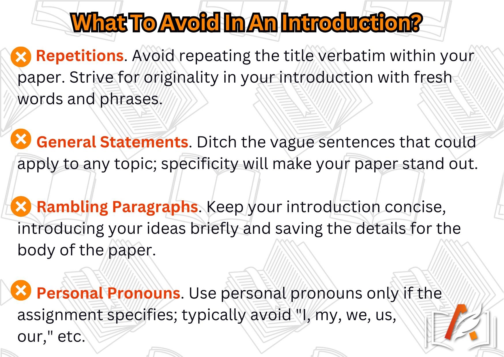what to avoid in an assignment introduction