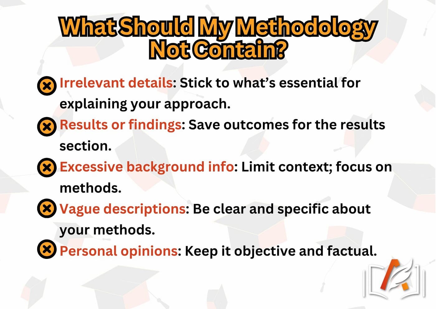 what should methodology not contain