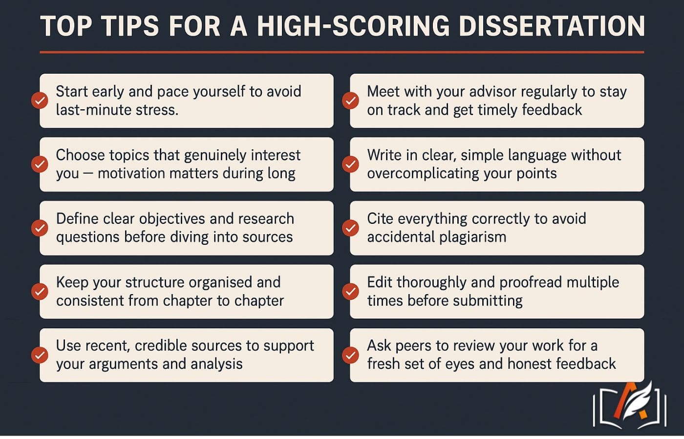 Top Tips to Help You Nail a High Scoring Dissertation